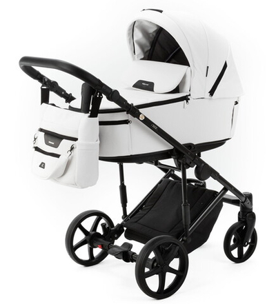 Детская коляска Adamex Zico Deluxe New 2 в 1 ZN-SA01 (БЕЛАЯ КОЖА)