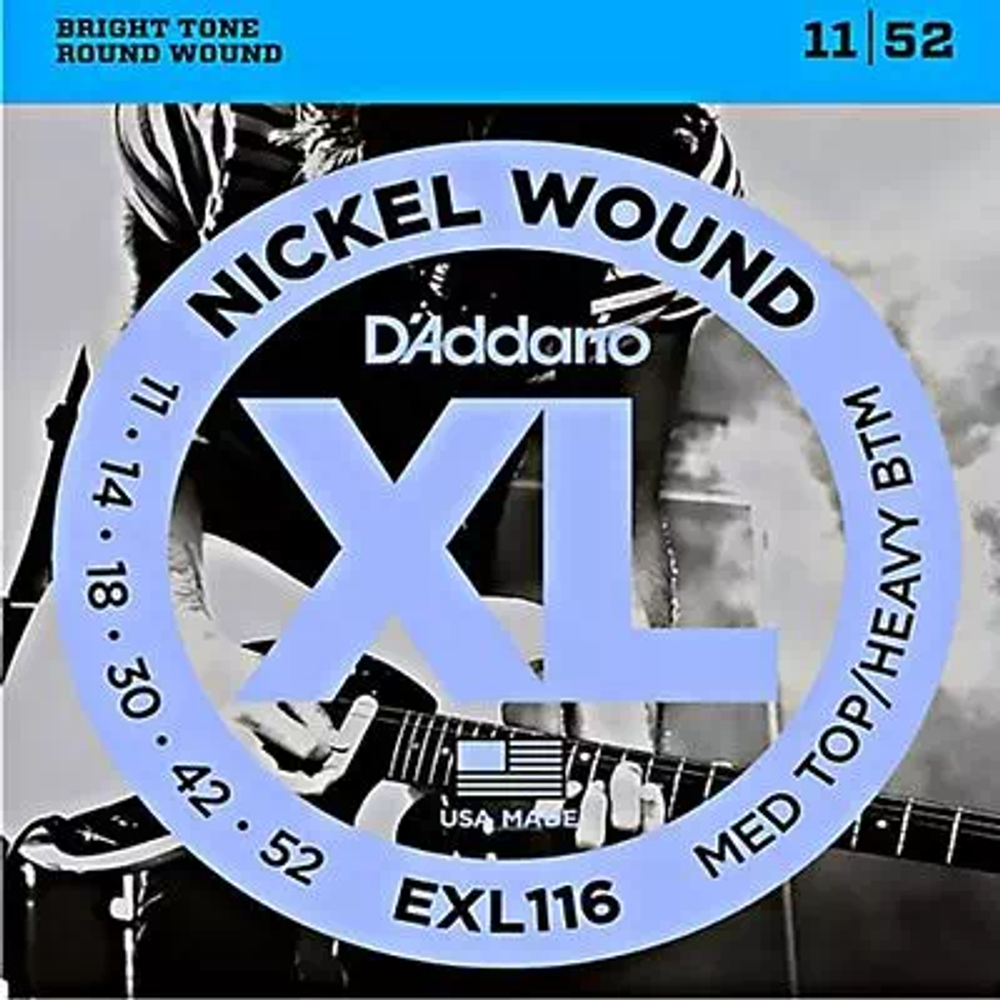 D`Addario EXL-116 Cтруны для электрогитары Nickel Wound, никель, 11-52, Medium / Heavy.