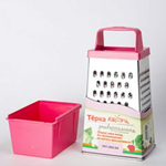 Терка универсальная 4-грани с пластмассовой ручкой и пластмассовым контейнером 450 мл в сервисной упаковке 11х8,5х27см К01.002.04