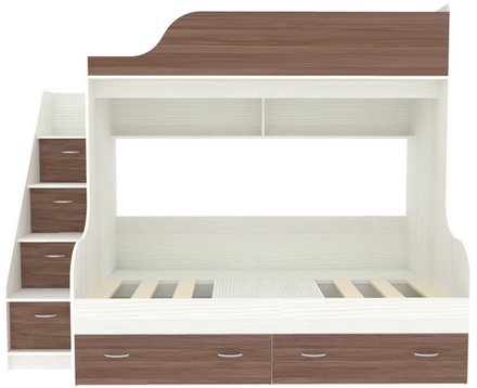 Двухъярусная кровать КарИВи Дуэт-15 с лестницей Комод КарИВиом Белое Дерево Бодего Темный