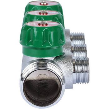 Коллектор регулирующий хром (дизайн FAR)  1", 3 отвода плоское уплотнение 1/2"