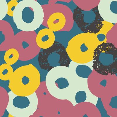 Принт с абстрактными формами на бирюзовом фоне