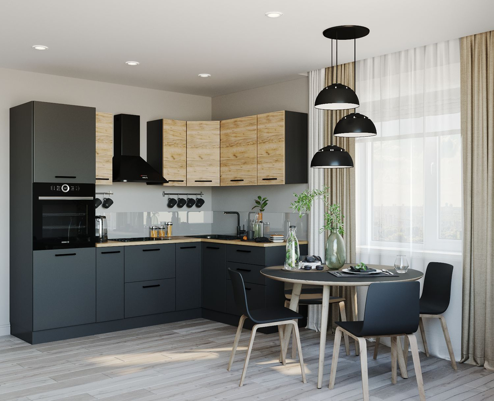 Кухонный гарнитур угловой Жемчуг 2400х1600 (38мм)