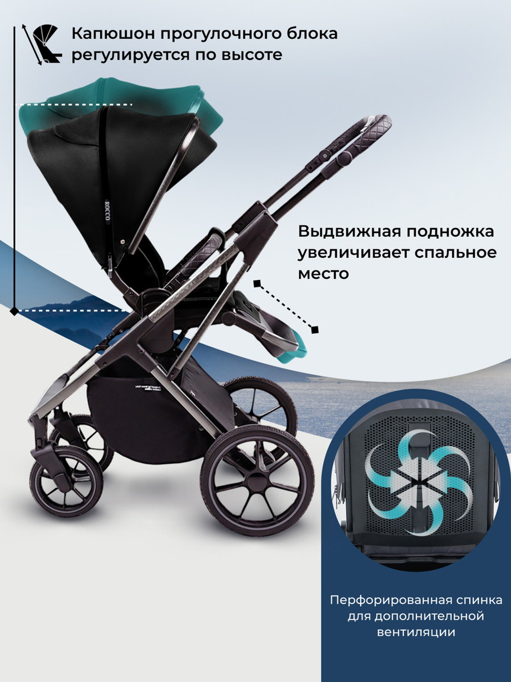 Коляска 3 в 1 Sweet Baby Rocco + автокресло Premier Black Black