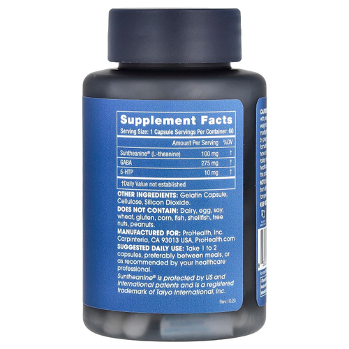ProHealth Longevity, L-теанин успокаивающий, 60 капсул
