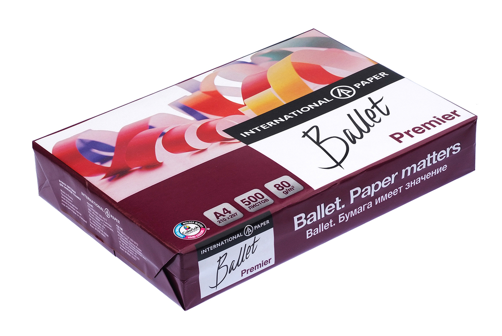 Бумага для офисной техники Ballet Premier белая А4 белизна 162% CIE 80г/м2 500л Светогорский ЦБК