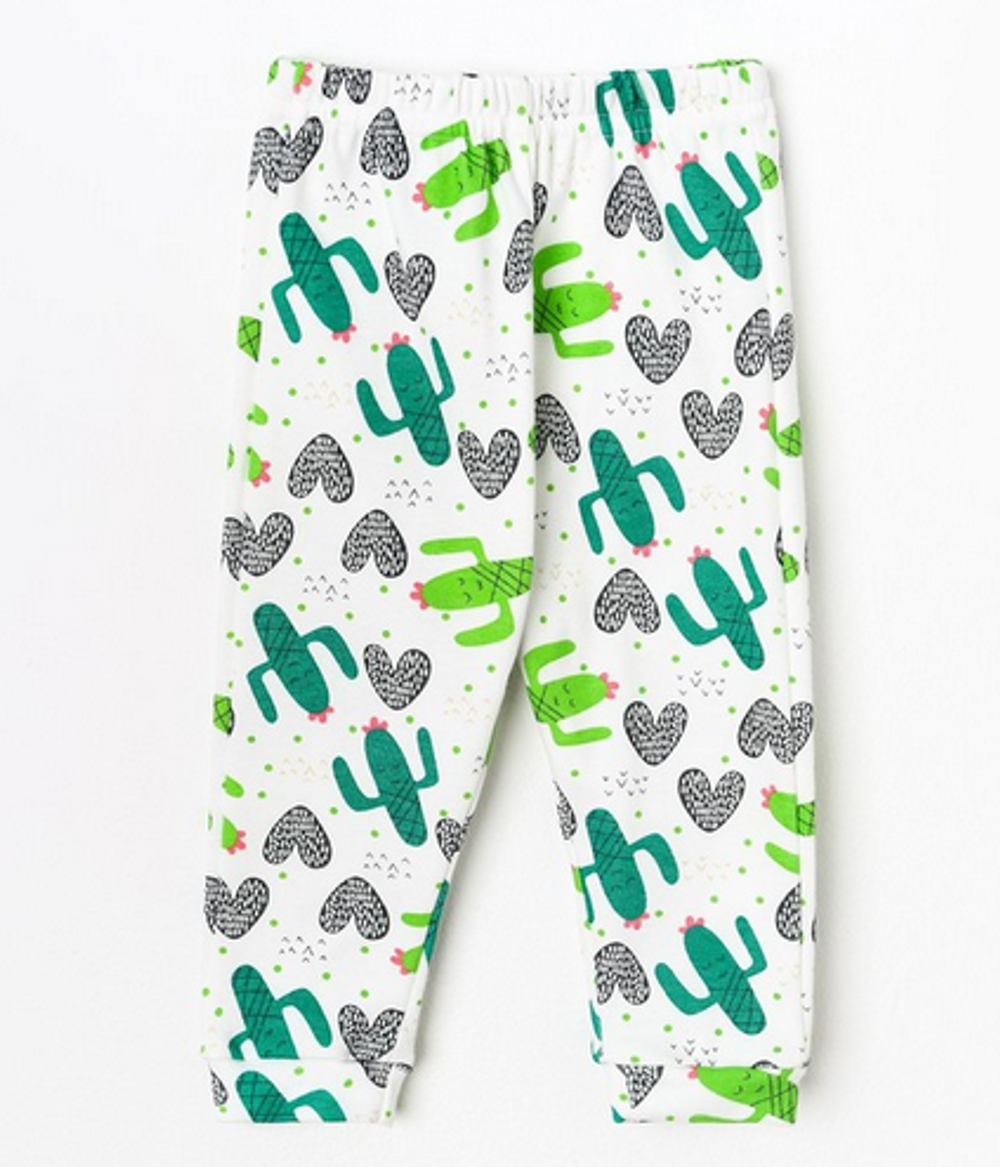 Ползунки (Штанишки) детские цвет белый/кактусы, рост 68 см (Тошка)