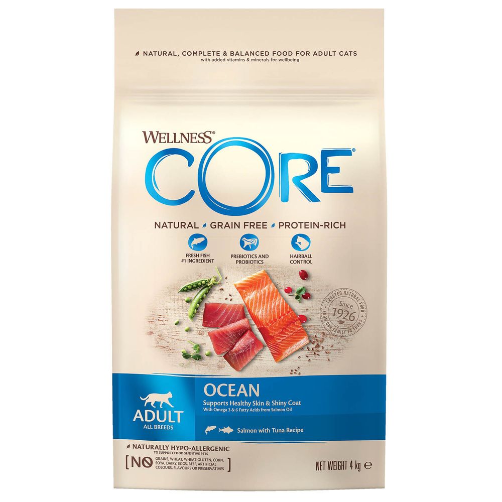 Wellness Core 4кг Сухой корм для взрослых кошек Лосось и тунец