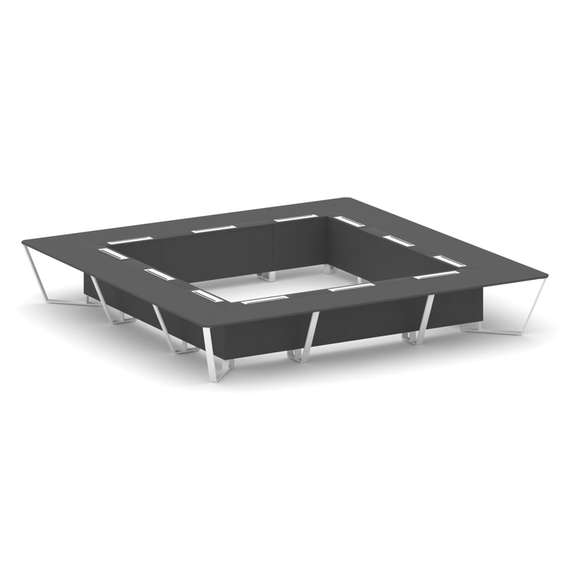 Steel Meet Стол переговорный квадратный KDK-PR.B.SP-24K Антрацит/Металл Белый 4800*4800*750