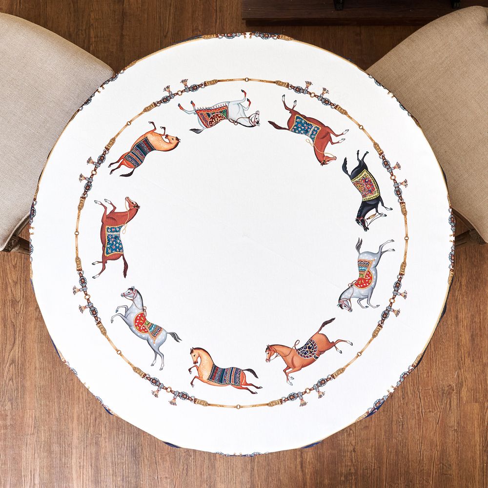 СКАТЕРТЬ КРУГЛАЯ "PASSAGE" 220СМ ,БЕЛЫЙ,100%ХЛОПОК,ТВИЛ,ПРОПИТКА