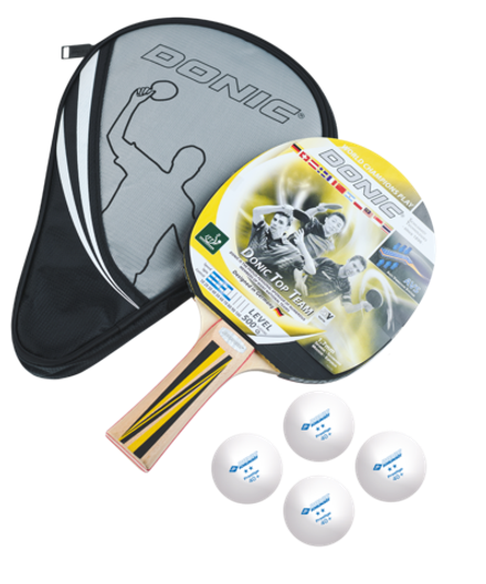 Набор для настольного тенниса Top Team 500, 1 ракетка, 4 мяча, чехол