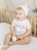 Боди для новорожденного с коротким рукавом розовое китти