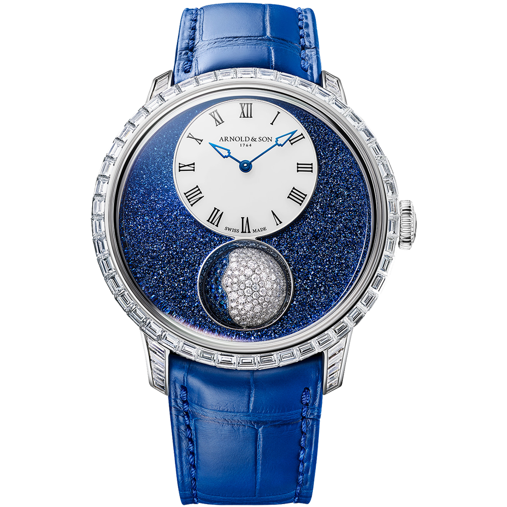 Arnold &amp; Son Luna Magna Ultimate 1 Collection 18 carat White Gold, with a total of 112 Baguette-cut Diamonds
