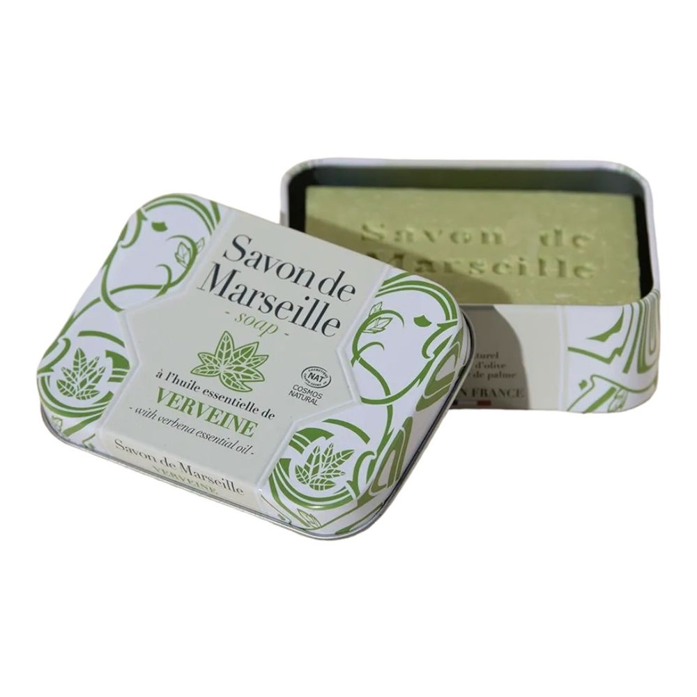 Марсельское мыло с эфирным маслом вербены в металлической упаковке (Alepia), 100 г.