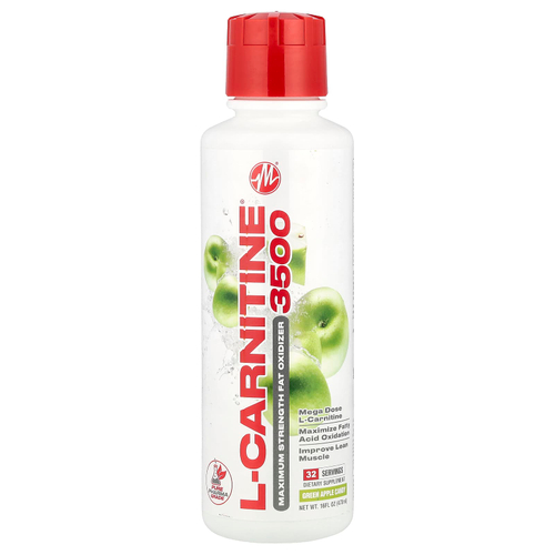 Metabolic Nutrition, L-Carnitine 3500®, конфеты из зеленого яблока, 473 мл (16 жидк. унций)