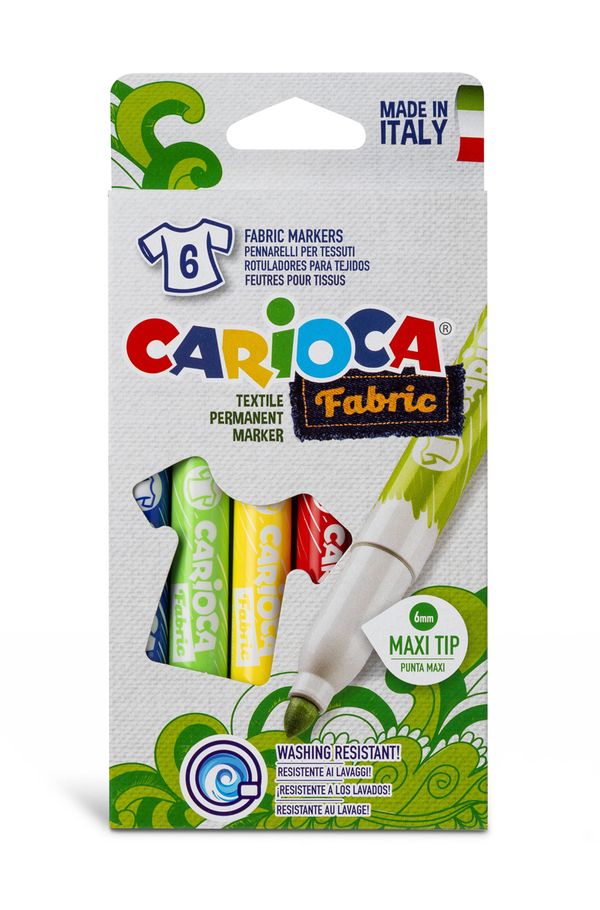 Фломастеры для ткани Fabric Liner 6 цв, 40956, Carioca 40956