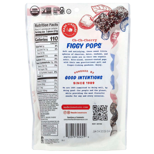 Made in Nature, Figgy Pops, вишня, 119 г (4,2 унции)