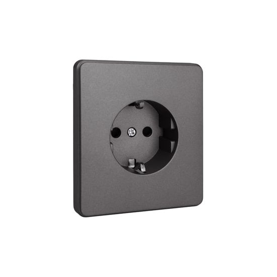 Розетка ROUND 1-ая с/з с/у, со шторками 16А титан KRANZ