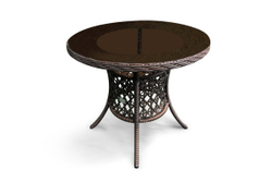 Комплект плетеной мебели МОККА FANO (стол обеденный круглый, 4 кресла), Темно-коричневый