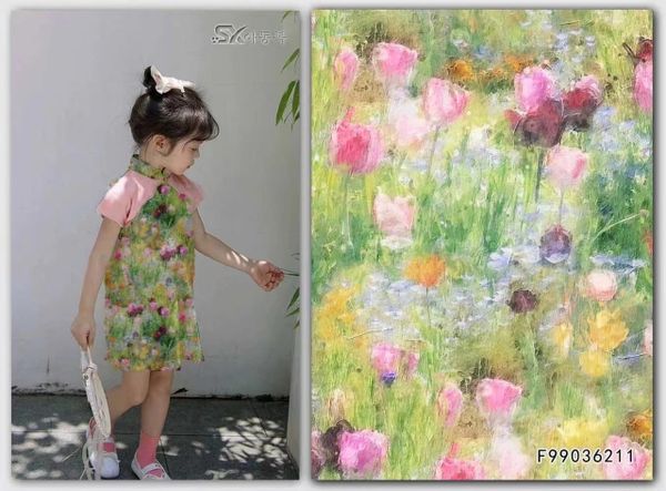 ПРЕДЗАКАЗ, ТЮЛЬПАНЫ НА ЛУГУ - АКВАРЕЛЬ, 100% хлопок Handmade Fabrics 5