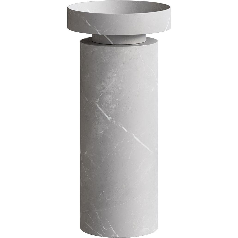 Раковина накладная Boheme Sole Corian 400*130 Amani Grigio с пьедесталом Corian 300*720 Grey