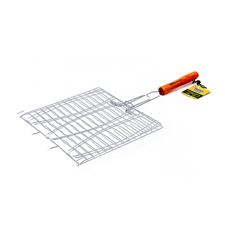 Решетка-гриль для рыбы BBQ Time, 3 секции, деревянная ручка, 28 x 28 см