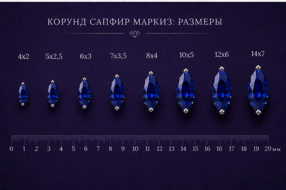 Корунд Сапфир Маркиз