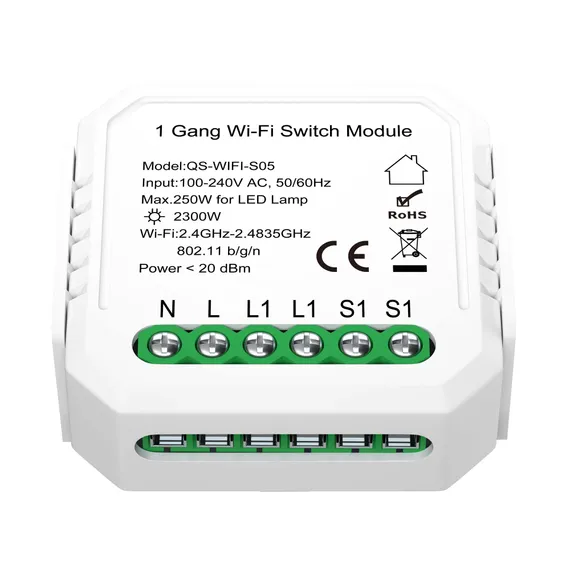 ST9000.500.01C WI-FI реле 1 канал,250W, IP20, L46xW46xH18, 230V, Белый AROUND