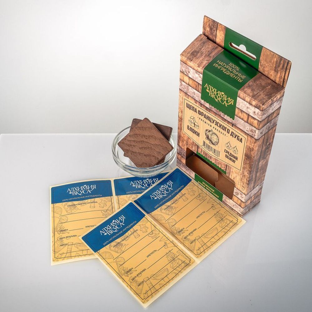 Щепа французского дуба Алхимия вкуса (блоки, средний обжиг), 20 г