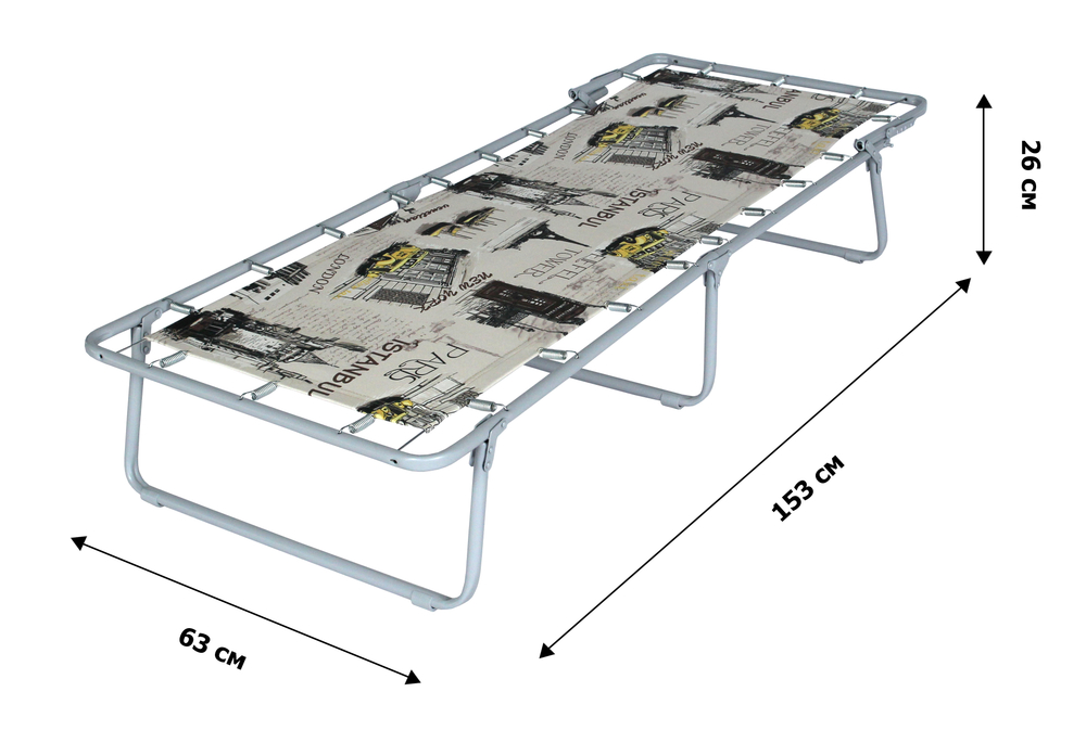 Кровать раскладная Юниор жесткая арт.С89/89 (цвет ткани бежевый рис.город (4 шт. в уп.)