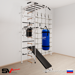 Шведская стенка Sv Sport усиленная 65520 (Турник рукоход/Брусья/Скамья/Канат/Лестница/Цепь/Мешок 22кг/Канатный лаз)