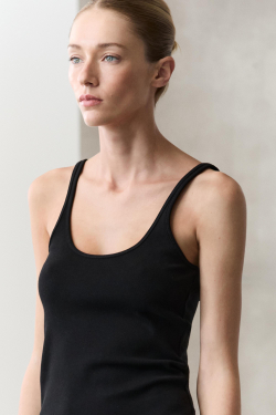 Massimo Dutti Топ на бретелях из хлопка, черный
