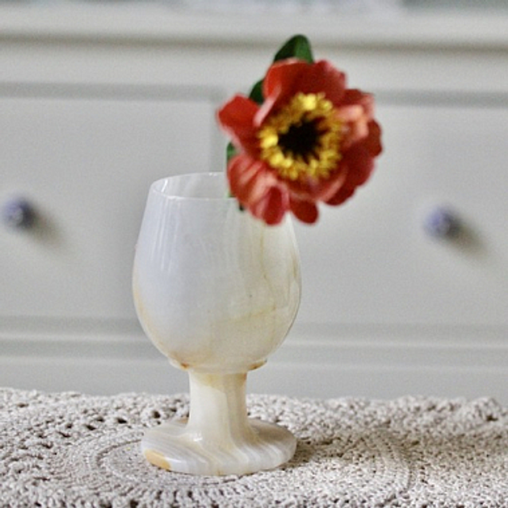 Ваза бокал на ножке Оникс природный, D7 x 12 см