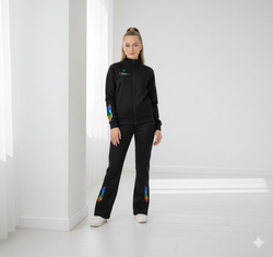 Black sports team suit with embroidery