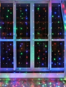 Гирлянда новогодняя штора 3x3/занавес/светодиодная/на окно/дождик