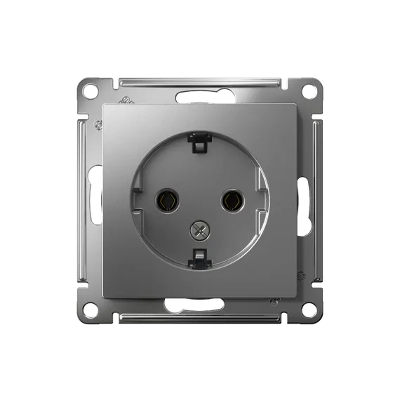 Розетка 1-м СП AtlasDesign 16А IP20 с заземл. механизм сталь SE ATN000943