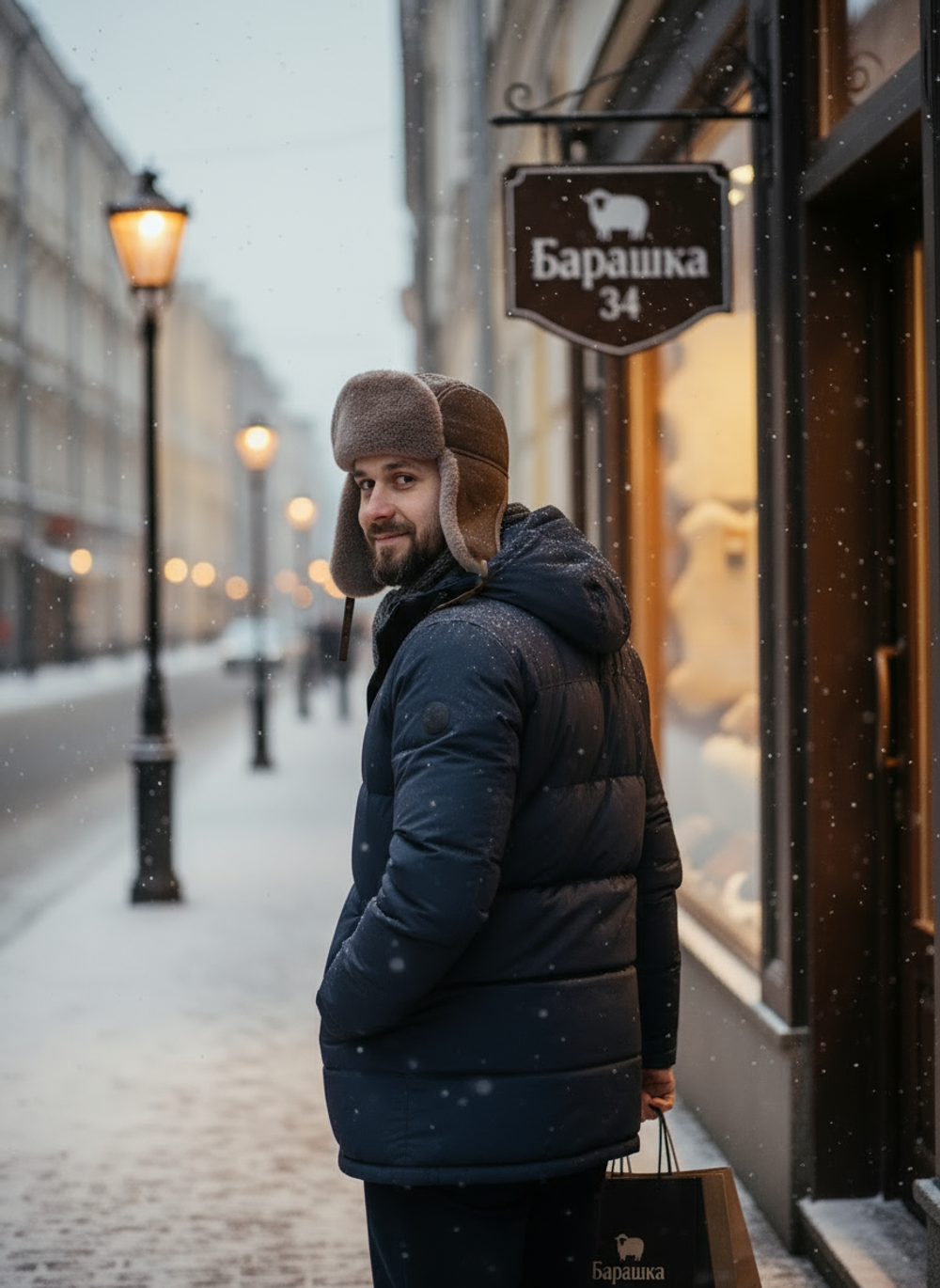 Шапка из натурального меха енота