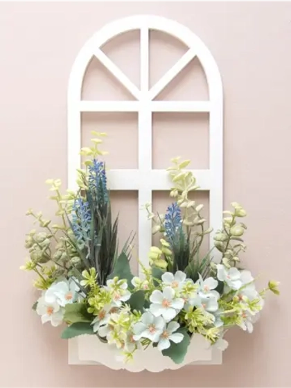 Панно на стену для интерьера "Окно с цветами"