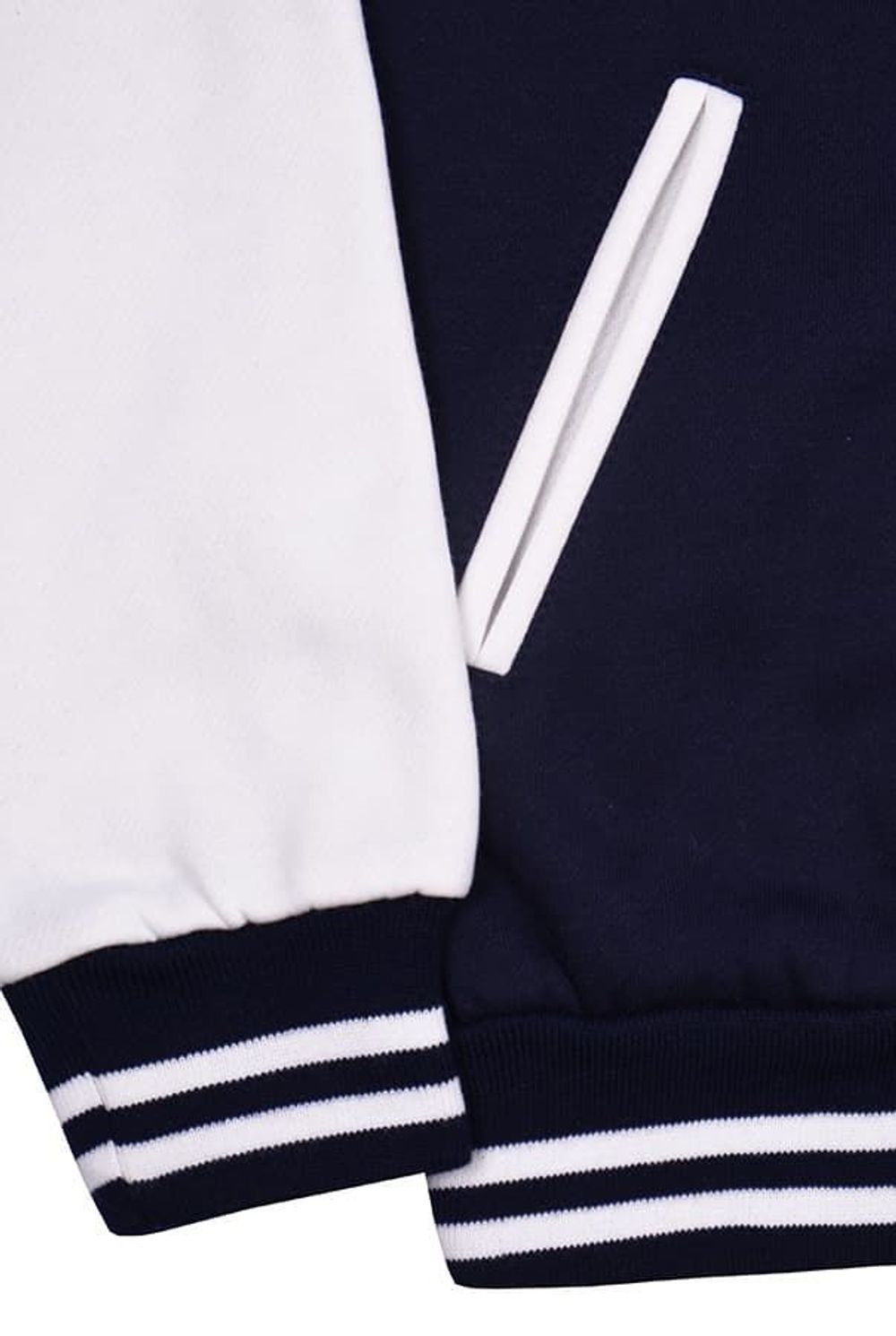 Бомбер темно-синий с белым фото резинки