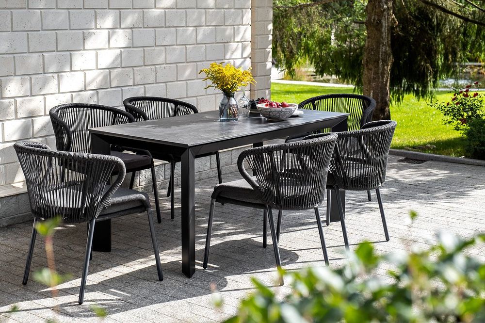 "Венето" обеденный стол из HPL 160х80см, цвет "серый гранит", каркас черный