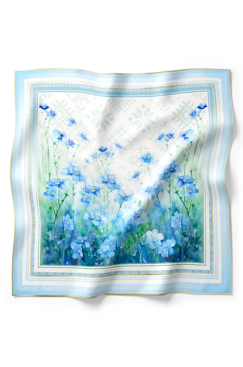 8446 Платок женский (голубой принт)