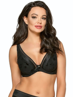 Бюстгальтер из эластичной ткани с рисунком в виде листьев (Размер: 90C) (Цвет: черный)