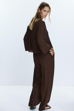 ZARA БЛУЗА BAMBULA, КОРИЧНЕВЫЙ