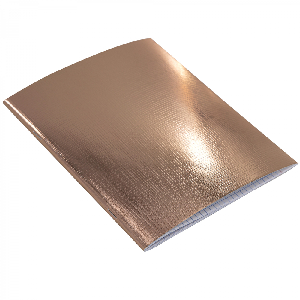 Тетрадь 48л., А5, клетка, Alingar "Gold metallic", скрепка, дизайнерский картон, тиснение "лён", блок офсет, 100% белизна