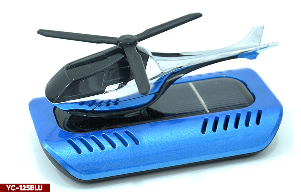 Ароматизатор-игрушка -на торпеду- Вертолет - солн батар (жидк)- YC-125BLU синий