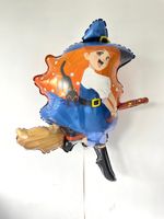 F Шар-фигура, фольга, "Хэллоуин. Ведьма на метле" (FM), 36"/91 см (БГ-37)