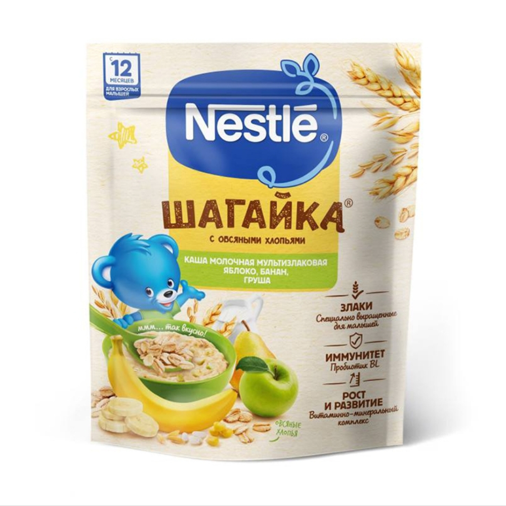 Каша Nestle Шагайка овсяная яблоко груша банан 190 гр
