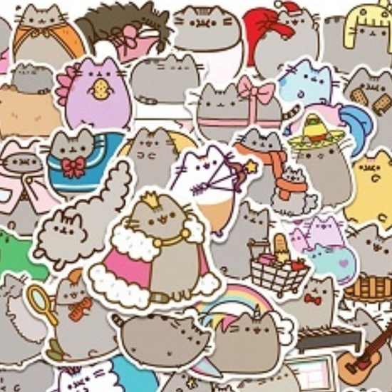 Наклейки для стикер бомбинга Кот Пушин №718 (50 шт.)