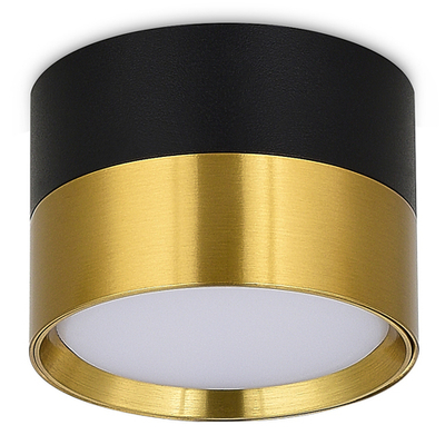Светильник накладной,  GX53,  D85xH60мм,  IP20,  черное основание,  латунный плафон,  без лампы
