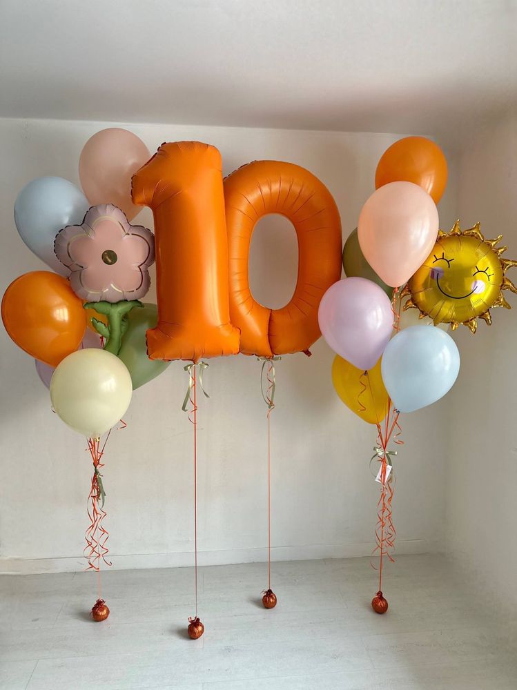 Воздушные гелиевые шарики с доставкой по Хабаровску цифра оранжевая №4927